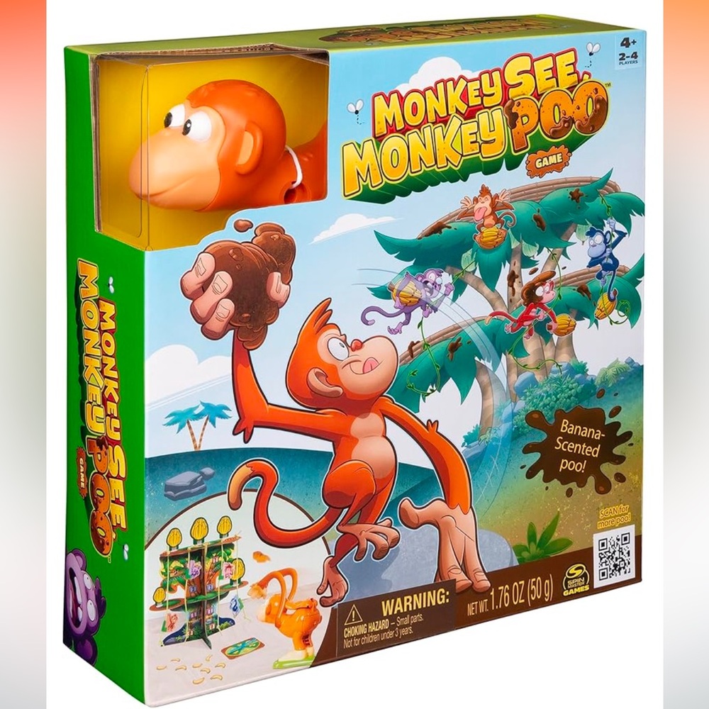 NIB Spin Master Games, Monkey See Monkey Poo Game, Family Board Game, Ages 4+